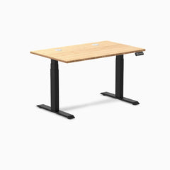 Desky Dual Bamboo Sit Stand Desk, Bamboo desktop, Matte Black frame
