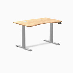 Desky Dual Ergo Edge Sit Stand Desk, Bamboo desktop, Gray frame