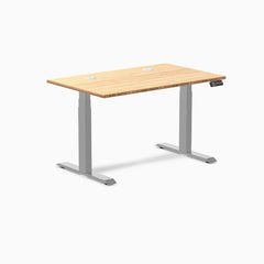 Desky Dual Bamboo Sit Stand Desk, Bamboo desktop, Gray frame