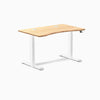 Desky Dual Ergo Edge Sit Stand Desk, Bamboo desktop, White frame