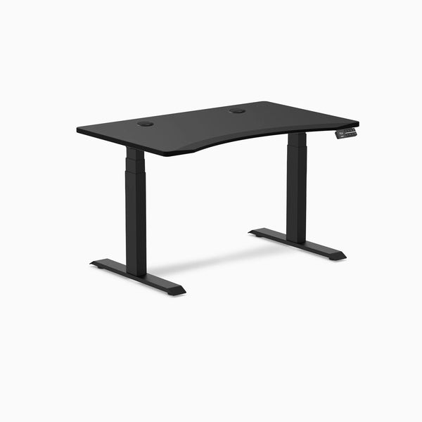 Desky Dual Ergo Edge Sit Stand Desk, Black desktop, Matte Black frame