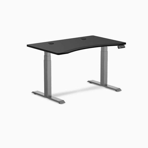 Desky Dual Ergo Edge Sit Stand Desk, Black desktop, Space Gray frame
