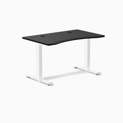 Desky Zero Ergo Edge Office Desk, Black desktop, White frame