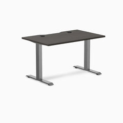 Desky Zero Scalloped Laminate Office Desk, Burnished Wood desktop, Space Gray frame