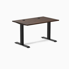 Desky Zero Rubberwood Office Desk, Dark Walnut desktop, Matte Black frame