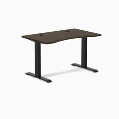 Desky Zero Ergo Edge Office Desk, Dark Bamboo desktop, Matte Black frame