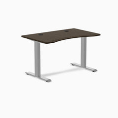 Desky Zero Ergo Edge Office Desk, Dark Bamboo desktop, Gray frame