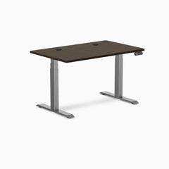 Desky Dual Bamboo Sit Stand Desk, Dark Bamboo desktop, Space Gray frame