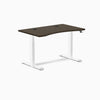 Desky Dual Ergo Edge Sit Stand Desk, Dark Bamboo desktop, White frame