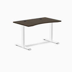 Desky Zero Ergo Edge Office Desk, Dark Bamboo desktop, White frame