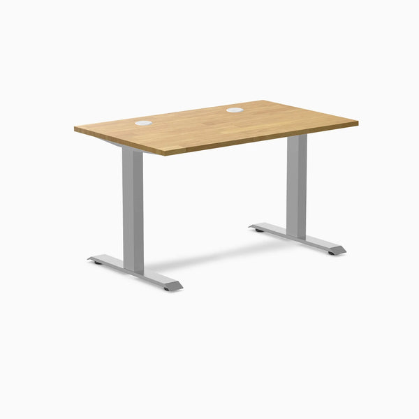 Desky Zero Rubberwood Office Desk, Light Oak desktop, Gray frame
