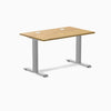 Desky Zero Rubberwood Office Desk, Light Oak desktop, Gray frame