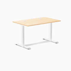 Desky Zero Hardwood Office Desk, Maple desktop, White frame