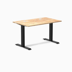 Desky Zero Rubberwood Office Desk, Natural Timber desktop, Matte Black frame