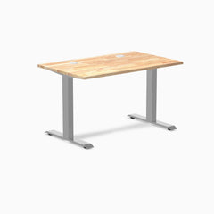 Desky Zero Rubberwood Office Desk, Natural Timber desktop, Gray frame