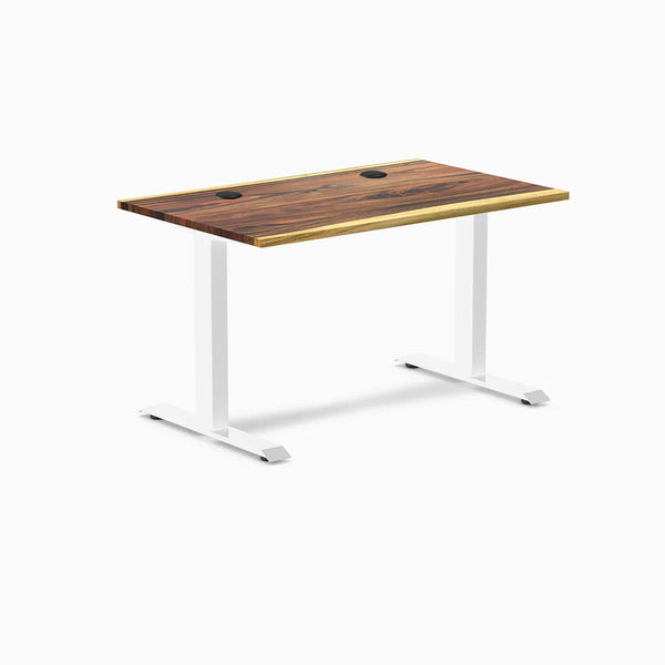 Desky Zero Hardwood Office Desk, Saman desktop, White frame