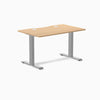 Desky Zero Scalloped Laminate Office Desk, Sublime Teak desktop, Gray frame