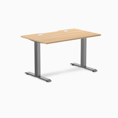 Desky Zero Scalloped Laminate Office Desk, Sublime Teak desktop, Space Gray frame