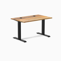 Desky Zero Hardwood Office Desk, Teak desktop, Matte Black frame
