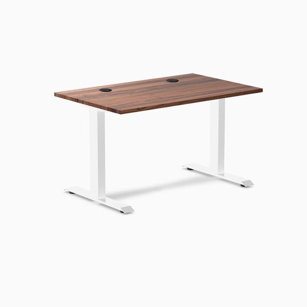 Desky Zero Hardwood Office Desk, Walnut desktop, White frame
