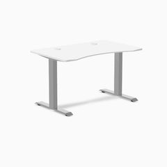 Desky Zero Ergo Edge Office Desk, White desktop, Gray frame
