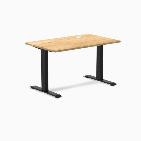 Desky Zero Hardwood Office Desk, White Oak desktop, Matte Black frame