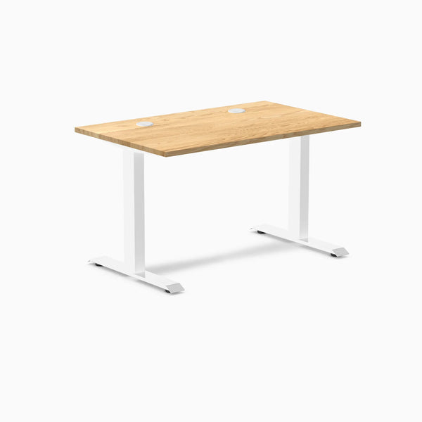 Desky Zero Hardwood Office Desk, White Oak desktop, White frame