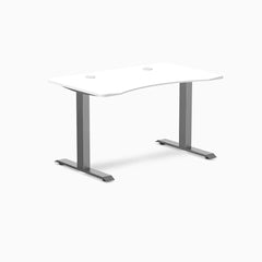 Desky Zero Ergo Edge Office Desk, White desktop, Space Gray frame