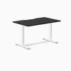 Desky Zero Scalloped Laminate Office Desk, Black desktop, White frame
