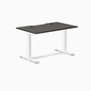 Desky Zero Scalloped Laminate Office Desk, Burnished Wood desktop, White frame
