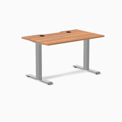 Desky Zero Scalloped Laminate Office Desk, Prime Oak desktop, Gray frame