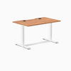 Desky Zero Scalloped Laminate Office Desk, Prime Oak desktop, White frame