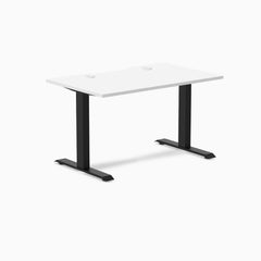 Desky Zero Scalloped Laminate Office Desk, White desktop, Matte Black frame