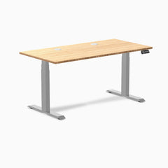 Desky Dual Bamboo Sit Stand Desk, Bamboo desktop, Gray frame