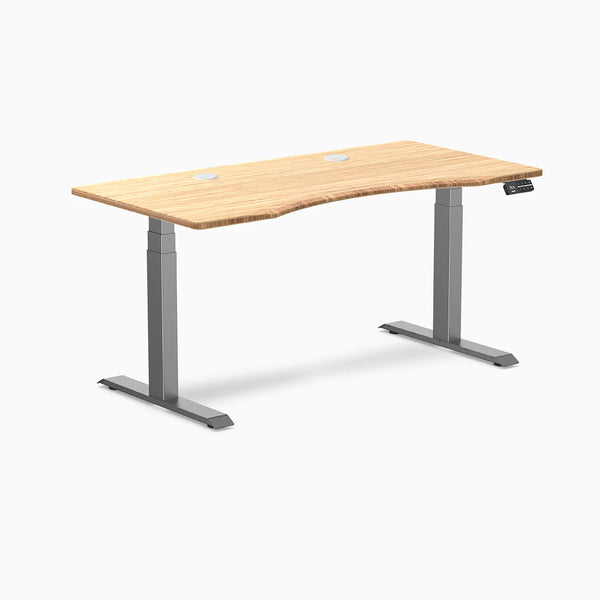 Desky Dual Ergo Edge Sit Stand Desk, Bamboo desktop, Space Gray frame