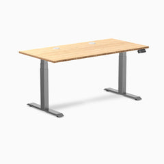 Desky Dual Bamboo Sit Stand Desk, Bamboo desktop, Space Gray frame