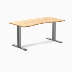 Desky Zero Ergo Edge Office Desk, Bamboo desktop, Space Gray frame