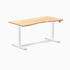 Desky Dual Ergo Edge Sit Stand Desk, Bamboo desktop, White frame