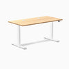 Desky Dual Bamboo Sit Stand Desk, Bamboo desktop, White frame