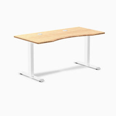 Desky Zero Ergo Edge Office Desk, Bamboo desktop, White frame