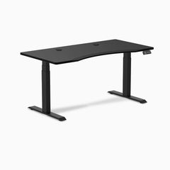 Desky Dual Ergo Edge Sit Stand Desk, Black desktop, Matte Black frame