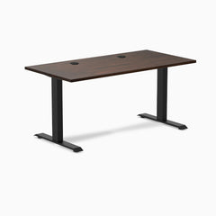 Desky Zero Rubberwood Office Desk, Dark Walnut desktop, Matte Black frame