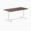 Desky Zero Rubberwood Office Desk, Dark Walnut desktop, White frame