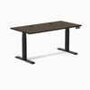 Desky Dual Bamboo Sit Stand Desk, Dark Bamboo desktop, Matte Black frame