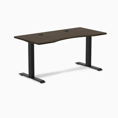 Desky Zero Ergo Edge Office Desk, Dark Bamboo desktop, Matte Black frame