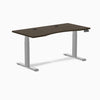 Desky Dual Ergo Edge Sit Stand Desk, Dark Bamboo desktop, Gray frame