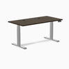 Desky Dual Bamboo Sit Stand Desk, Dark Bamboo desktop, Gray frame