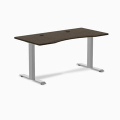 Desky Zero Ergo Edge Office Desk, Dark Bamboo desktop, Gray frame