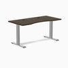 Desky Zero Ergo Edge Office Desk, Dark Bamboo desktop, Gray frame