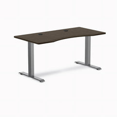 Desky Zero Ergo Edge Office Desk, Dark Bamboo desktop, Space Gray frame